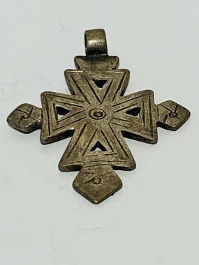 Antique Handmade Ethiopian Coptic Cross Pendant 2” x 3.5” (#3)